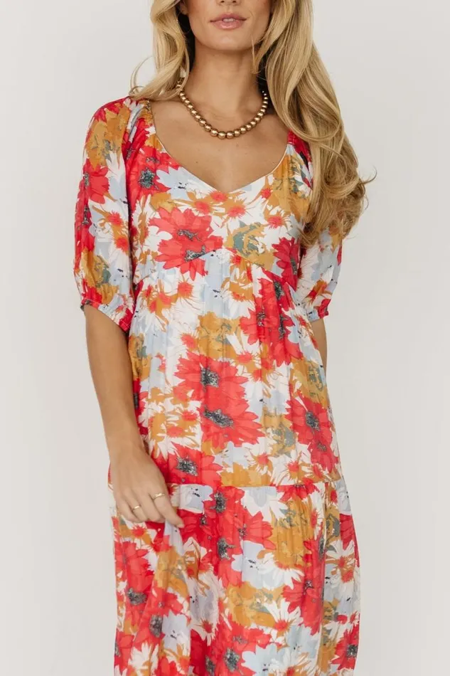 Women Denton Midi Dress Red Multi Baltic Born Midi Dresses Women Denton Midi Dress Red Multi Baltic Born Midi Dresses