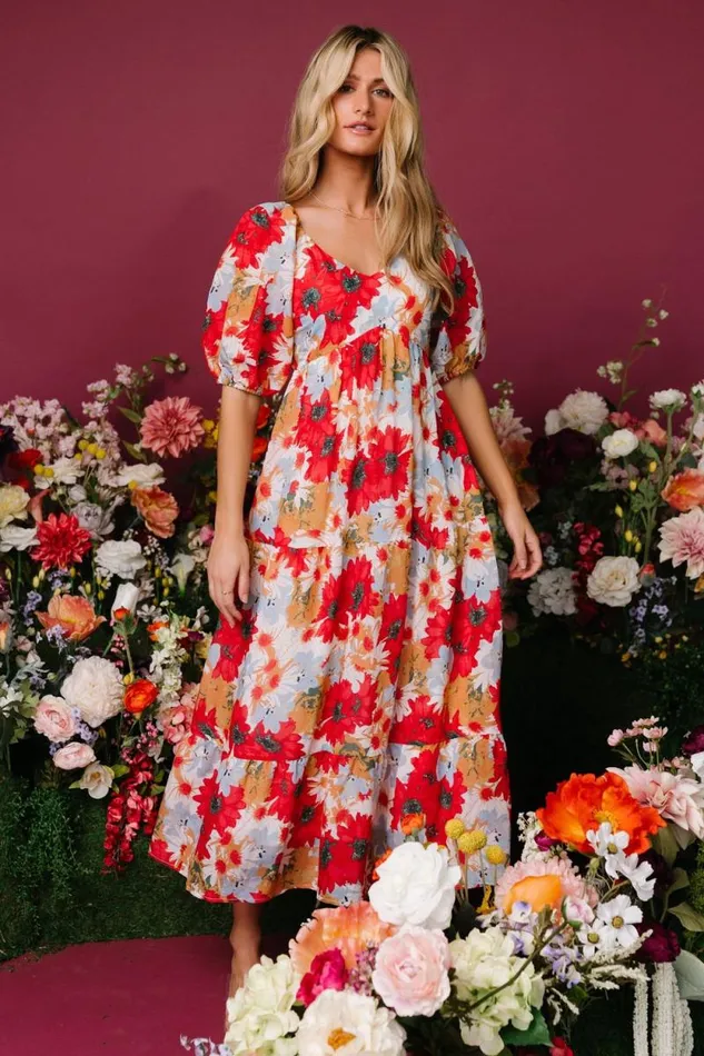Women Denton Midi Dress Red Multi Baltic Born Midi Dresses Women Denton Midi Dress Red Multi Baltic Born Midi Dresses