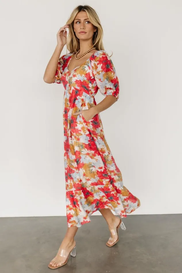 Women Denton Midi Dress Red Multi Baltic Born Midi Dresses Women Denton Midi Dress Red Multi Baltic Born Midi Dresses