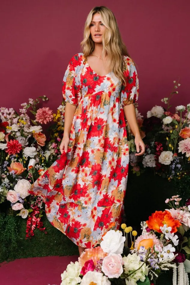 Women Denton Midi Dress Red Multi Baltic Born Midi Dresses Women Denton Midi Dress Red Multi Baltic Born Midi Dresses