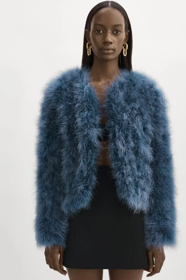 Women DEORA Feather Jacket Smoked Blue LAMARQUE Feather Jackets Women DEORA Feather Jacket Smoked Blue LAMARQUE Feather Jackets
