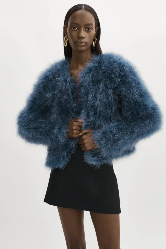 Women DEORA Feather Jacket Smoked Blue LAMARQUE Feather Jackets Women DEORA Feather Jacket Smoked Blue LAMARQUE Feather Jackets
