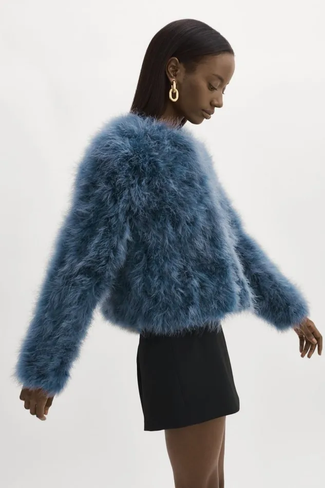 Women DEORA Feather Jacket Smoked Blue LAMARQUE Feather Jackets Women DEORA Feather Jacket Smoked Blue LAMARQUE Feather Jackets