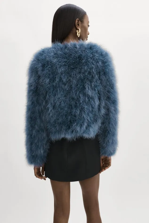 Women DEORA Feather Jacket Smoked Blue LAMARQUE Feather Jackets Women DEORA Feather Jacket Smoked Blue LAMARQUE Feather Jackets