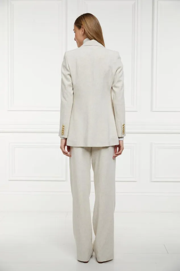 Women Double Breasted Blazer Natural Linen Holland Cooper Tailoring