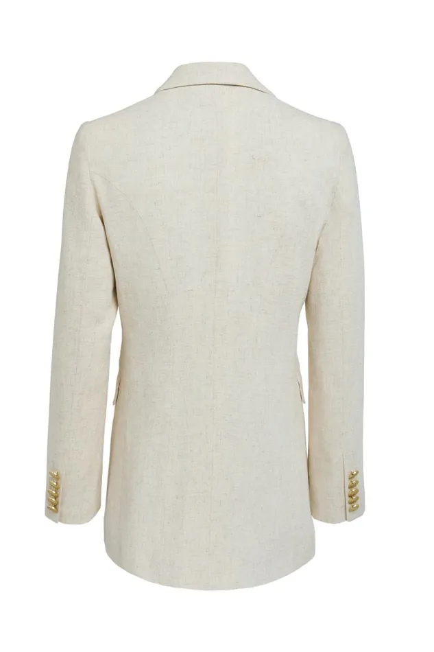 Women Double Breasted Blazer Natural Linen Holland Cooper Tailoring