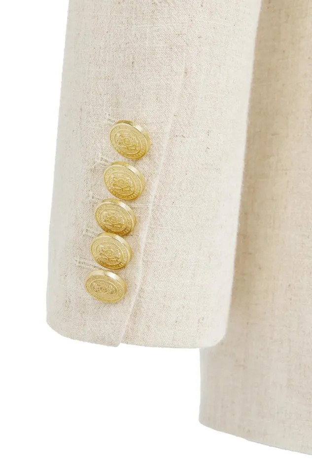 Women Double Breasted Blazer Natural Linen Holland Cooper Tailoring
