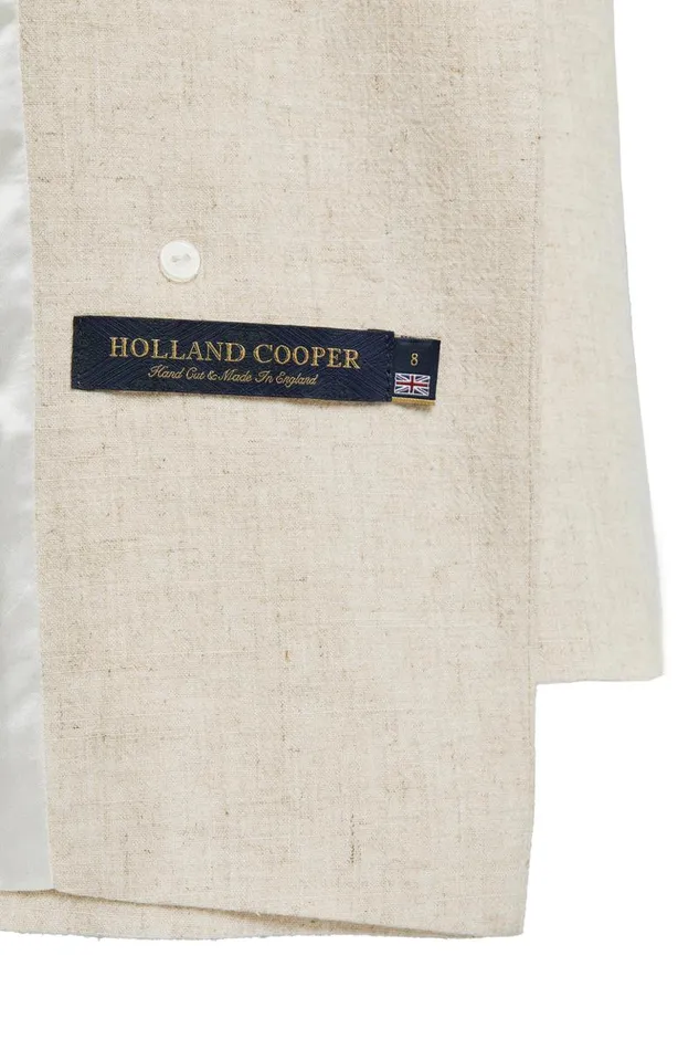 Women Double Breasted Blazer Natural Linen Holland Cooper Tailoring