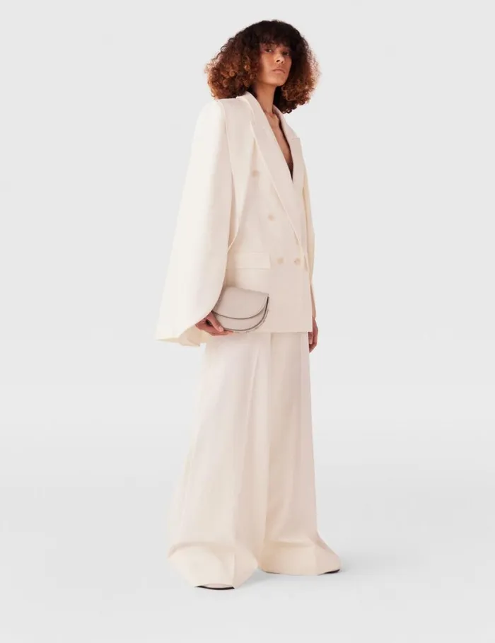 Women Double Breasted CapeSleeve Wool Blazer Cream White Stella McCartney Coats And Jackets