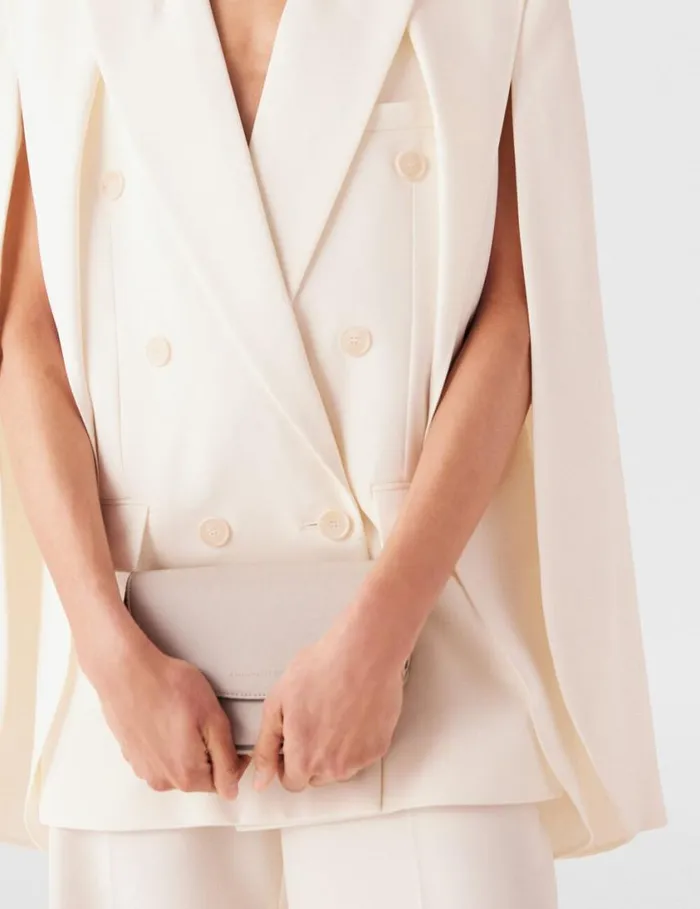 Women Double Breasted CapeSleeve Wool Blazer Cream White Stella McCartney Coats And Jackets