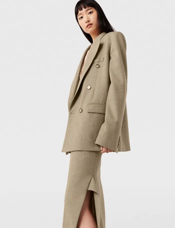 Women Double Breasted Wool Blazer Light Moss Beige Stella McCartney Coats And Jackets Women Double Breasted Wool Blazer Light Moss Beige Stella McCartney Coats And Jackets