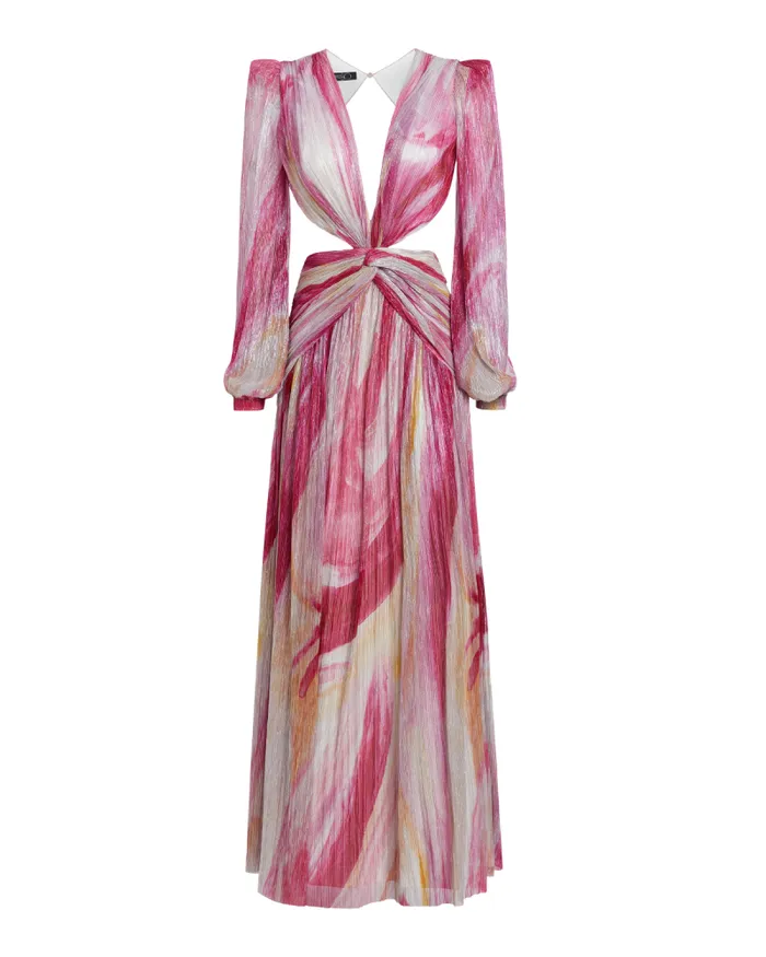 Women Dresses and Jumpsuits PatBO Aura Metallic Plunge Maxi Dress Pink Multi