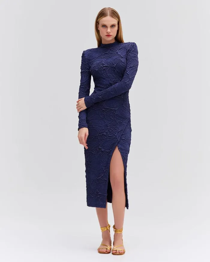 Women Dresses and Jumpsuits PatBO Chain Embellished Jacquard Midi Dress Galaxy
