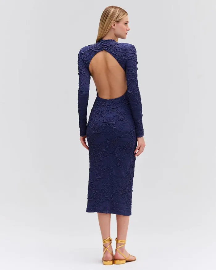 Women Dresses and Jumpsuits PatBO Chain Embellished Jacquard Midi Dress Galaxy