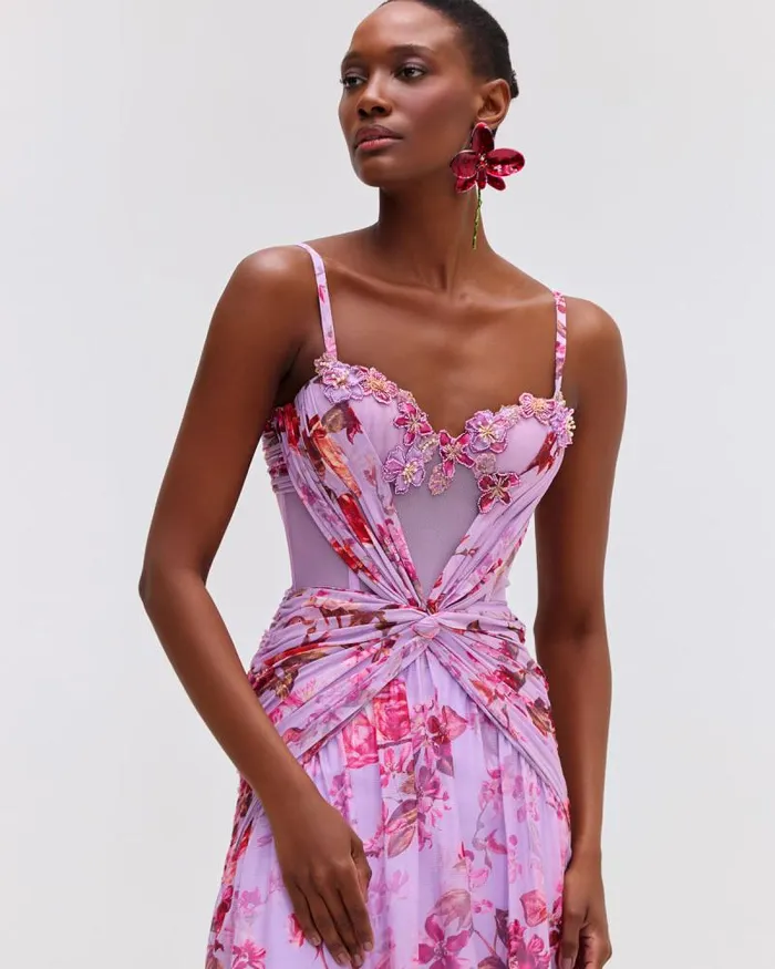 Women Dresses and Jumpsuits PatBO Floral Haze Bustier Maxi Dress Violet