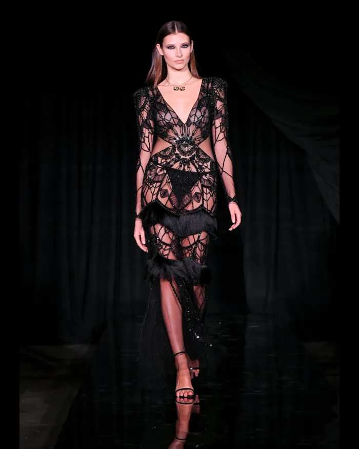 Women Dresses and Jumpsuits PatBO Gossamer Fringe Maxi Dress RUNWAY Black
