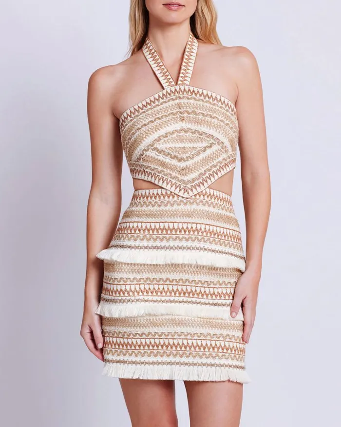 Women Dresses and Jumpsuits PatBO JUTE HALTERNECK MINI DRESS Sand