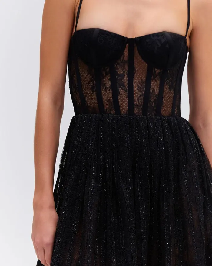 Women Dresses and Jumpsuits PatBO LUREX TULLE BUSTIER MIDI DRESS Black