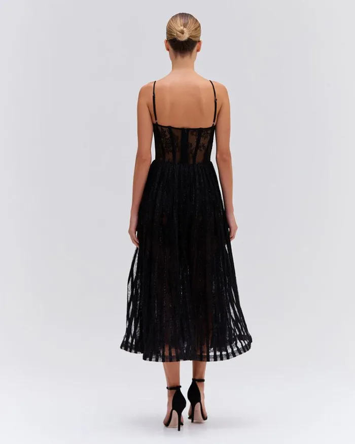 Women Dresses and Jumpsuits PatBO LUREX TULLE BUSTIER MIDI DRESS Black