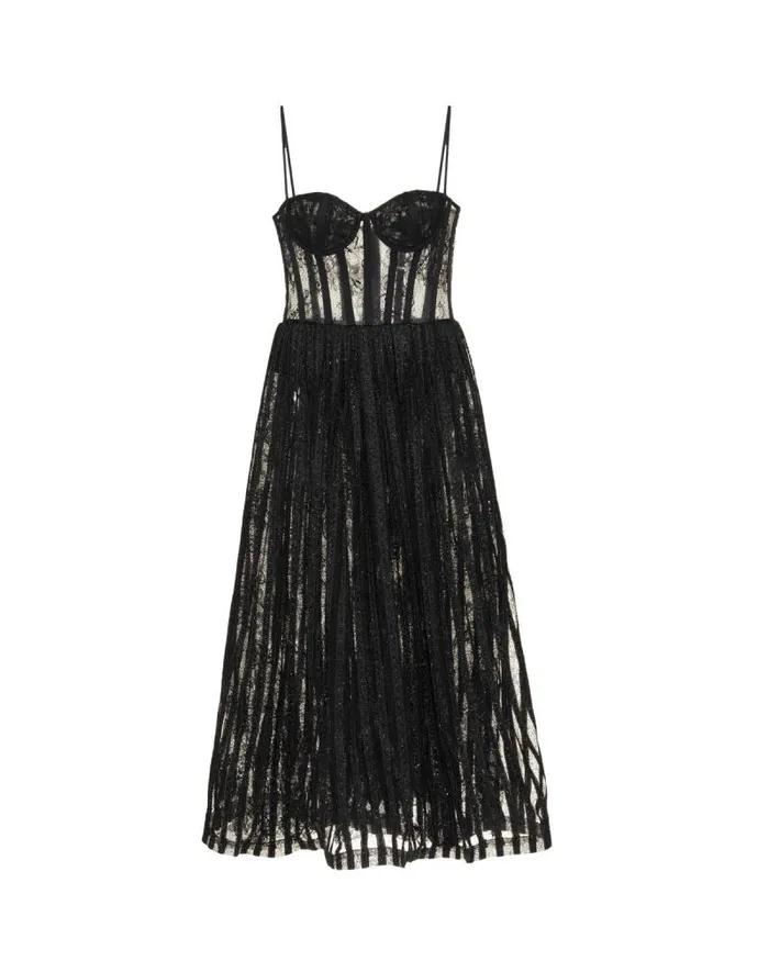 Women Dresses and Jumpsuits PatBO LUREX TULLE BUSTIER MIDI DRESS Black