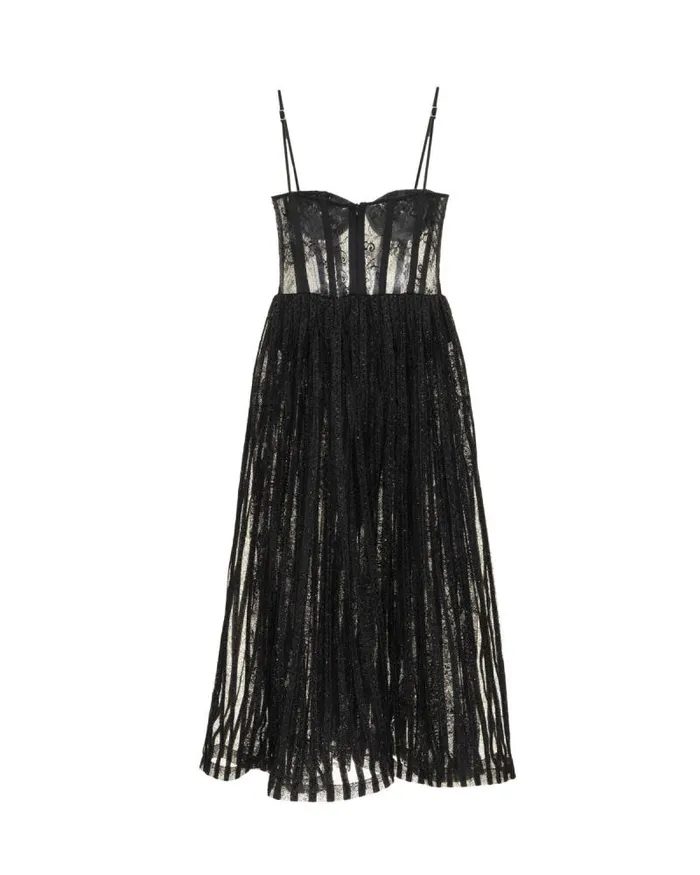 Women Dresses and Jumpsuits PatBO LUREX TULLE BUSTIER MIDI DRESS Black