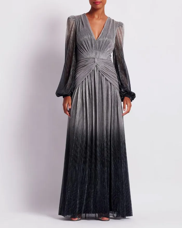 Women Dresses and Jumpsuits PatBO OMBRE LUREX PLUNGE GOWN FINAL SALE Silver