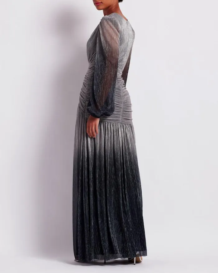 Women Dresses and Jumpsuits PatBO OMBRE LUREX PLUNGE GOWN FINAL SALE Silver