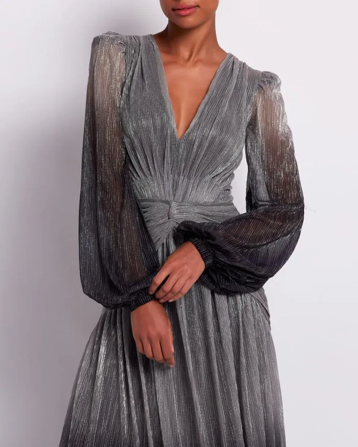 Women Dresses and Jumpsuits PatBO OMBRE LUREX PLUNGE GOWN FINAL SALE Silver