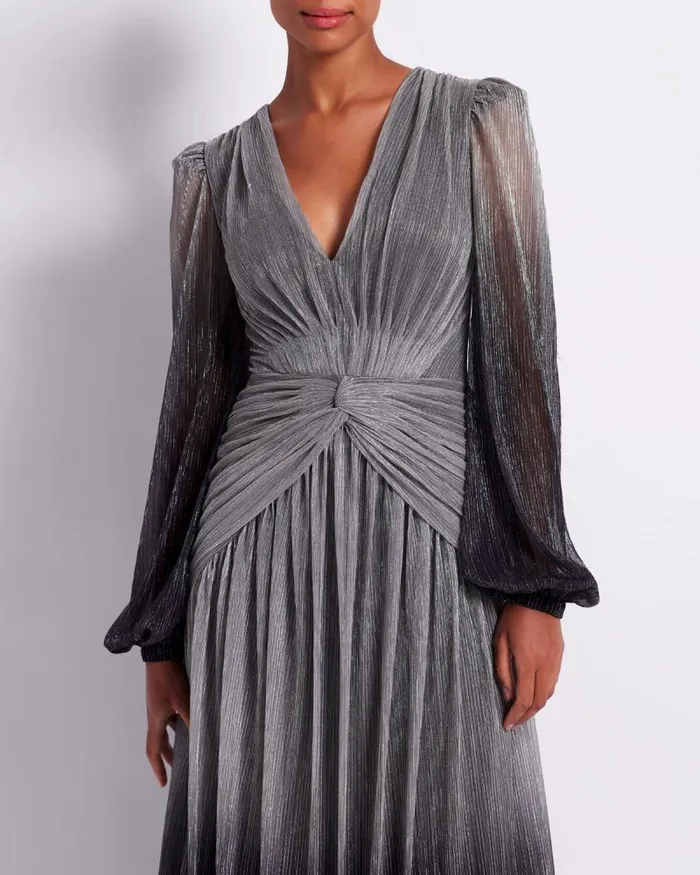 Women Dresses and Jumpsuits PatBO OMBRE LUREX PLUNGE GOWN FINAL SALE Silver