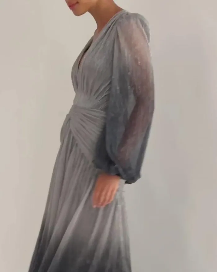 Women Dresses and Jumpsuits PatBO OMBRE LUREX PLUNGE GOWN FINAL SALE Silver