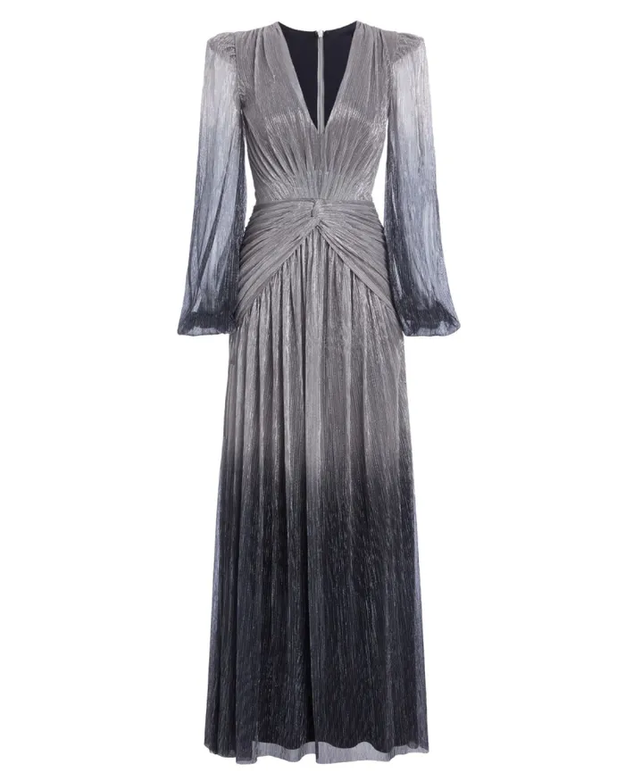 Women Dresses and Jumpsuits PatBO OMBRE LUREX PLUNGE GOWN FINAL SALE Silver