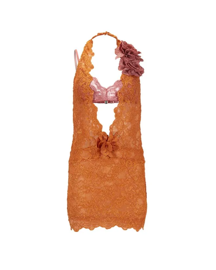 Women Dresses and Jumpsuits PatBO PLUNGE LACE MINI DRESS EXCLUSIVE Tangerine
