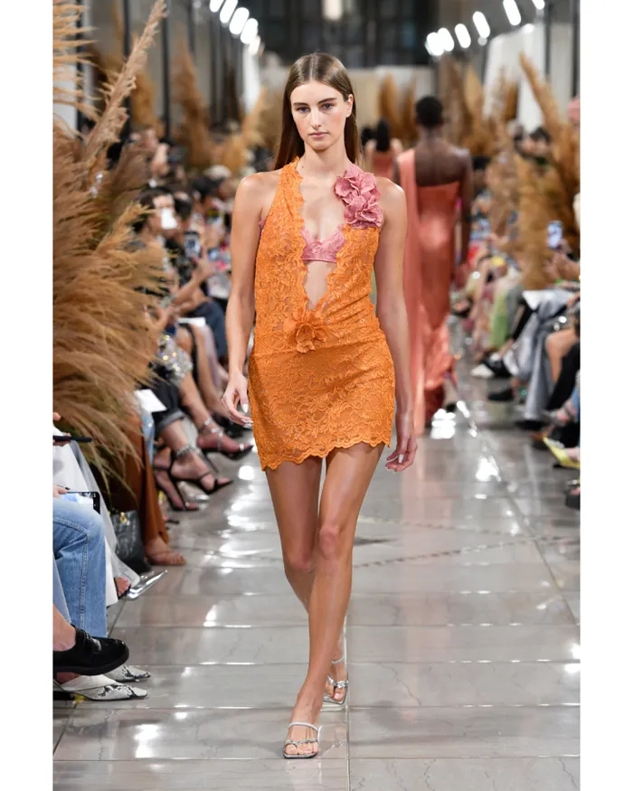 Women Dresses and Jumpsuits PatBO PLUNGE LACE MINI DRESS EXCLUSIVE Tangerine