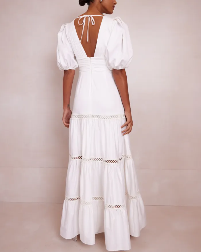 Women Dresses and Jumpsuits PatBO Plunge Sleeve Long Dress Off White