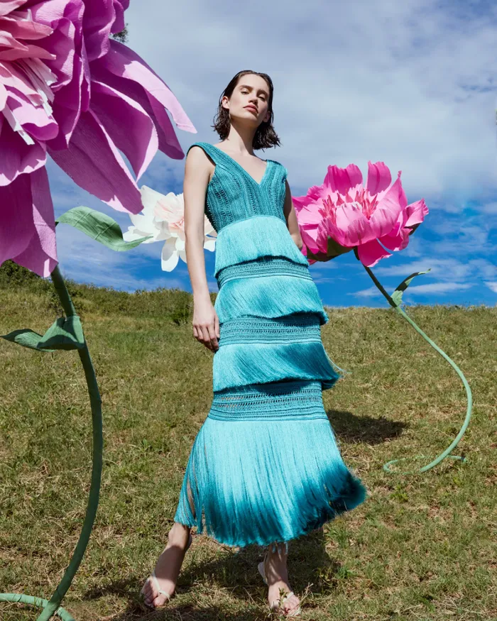Women Dresses and Jumpsuits PatBO Plunging Fringe Midi Dress FINAL SALE Curaao