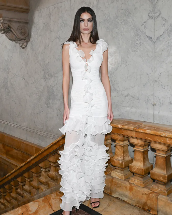 Women Dresses and Jumpsuits PatBO Stretch Tulle Maxi Dress RUNWAY White