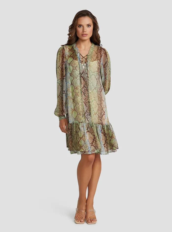 Women Dresses GUESS Eco Glam Snake Print Alva Midi Dress Women Dresses GUESS Eco Glam Snake Print Alva Midi Dress