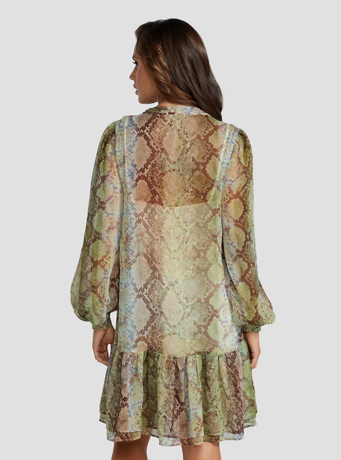 Women Dresses GUESS Eco Glam Snake Print Alva Midi Dress Women Dresses GUESS Eco Glam Snake Print Alva Midi Dress
