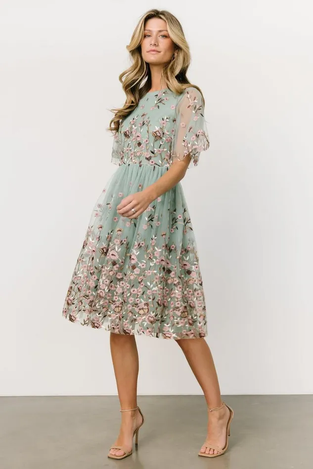Women Duchess Tulle Dress Sage Garden Baltic Born Short Dresses Women Duchess Tulle Dress Sage Garden Baltic Born Short Dresses