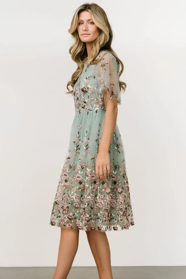 Women Duchess Tulle Dress Sage Garden Baltic Born Short Dresses Women Duchess Tulle Dress Sage Garden Baltic Born Short Dresses