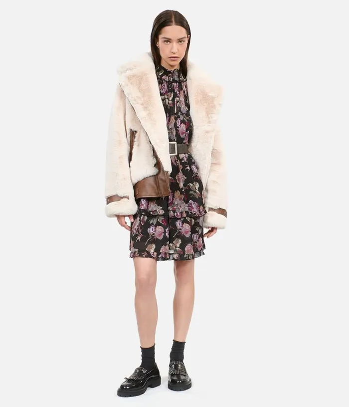 Women Ecru Fureffect Aviator Jacket THE KOOPLES Coats and Jackets