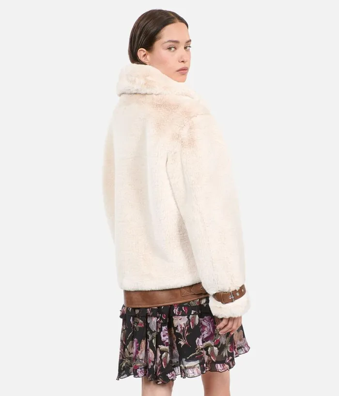 Women Ecru Fureffect Aviator Jacket THE KOOPLES Coats and Jackets