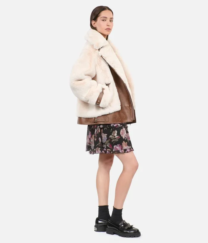 Women Ecru Fureffect Aviator Jacket THE KOOPLES Coats and Jackets