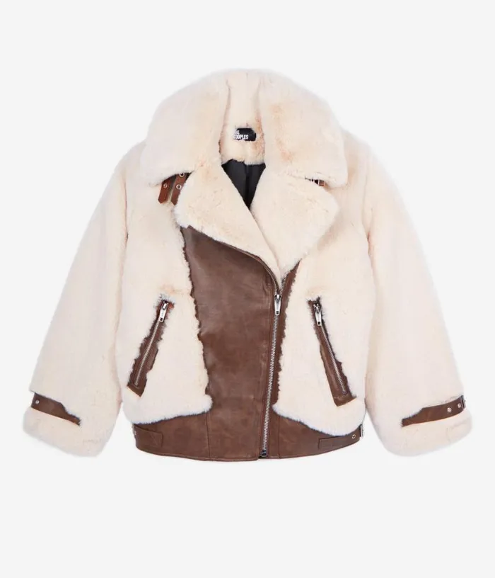 Women Ecru Fureffect Aviator Jacket THE KOOPLES Coats and Jackets