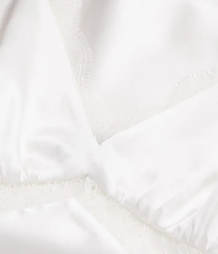 Women Ecru Silk Camisole With Lace THE KOOPLES Blouses and Shirts