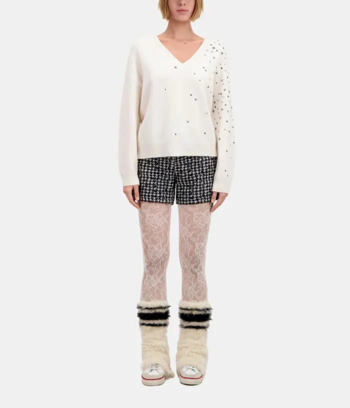 Women Ecru Sweater In Cashmereblend With Stars THE KOOPLES Sweaters