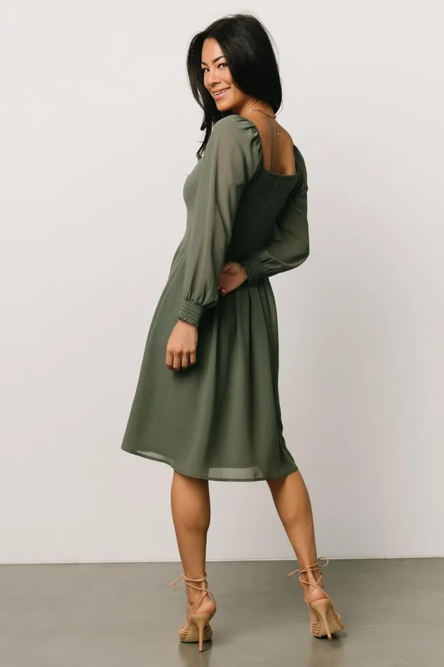 Women Elise Short Dress Dark Sage Baltic Born Short Dresses Women Elise Short Dress Dark Sage Baltic Born Short Dresses