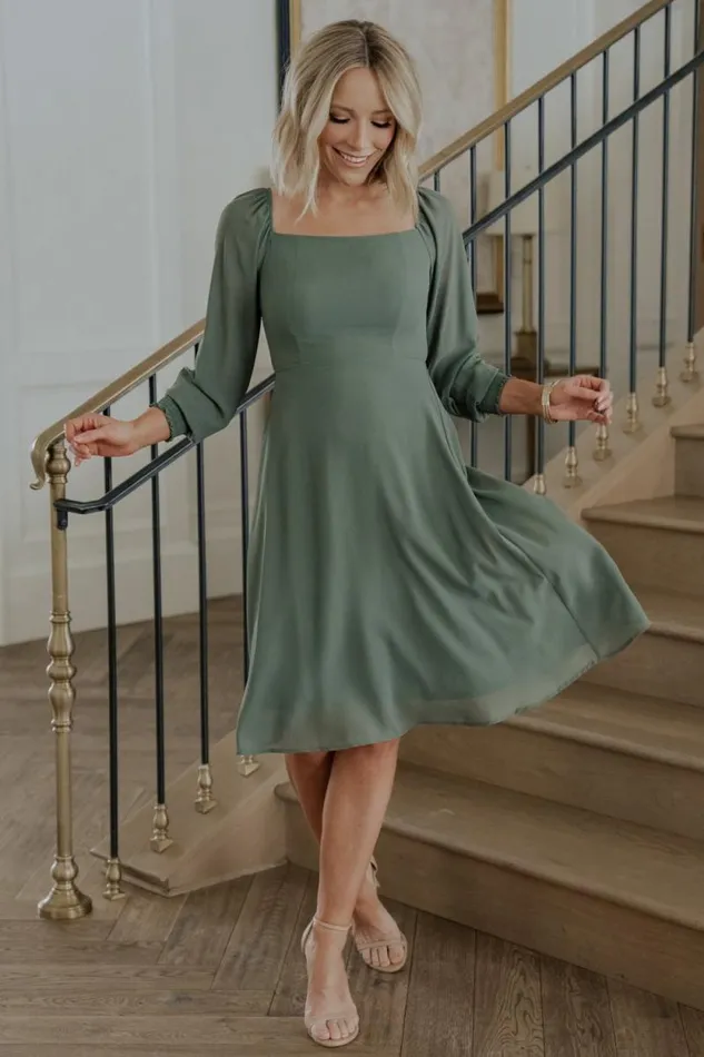 Women Elise Short Dress Dark Sage Baltic Born Short Dresses Women Elise Short Dress Dark Sage Baltic Born Short Dresses