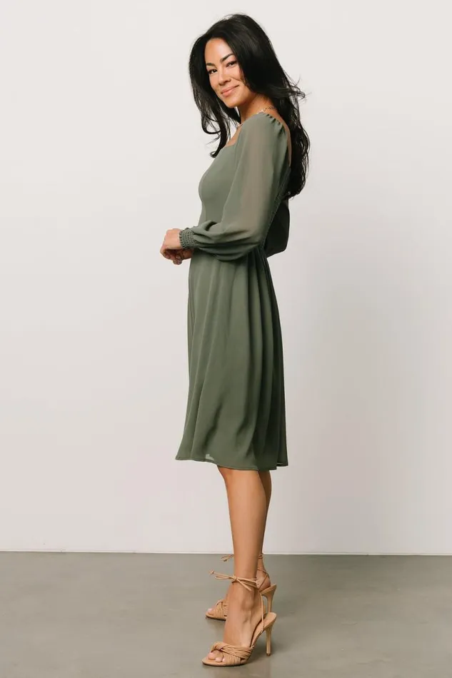 Women Elise Short Dress Dark Sage Baltic Born Short Dresses Women Elise Short Dress Dark Sage Baltic Born Short Dresses