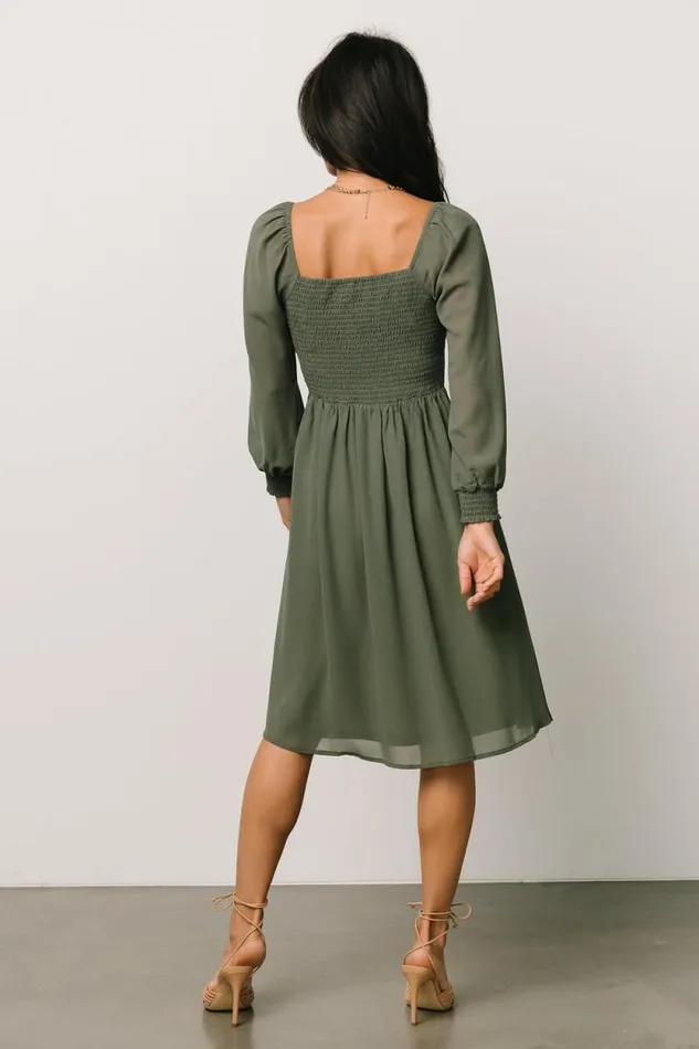 Women Elise Short Dress Dark Sage Baltic Born Short Dresses Women Elise Short Dress Dark Sage Baltic Born Short Dresses